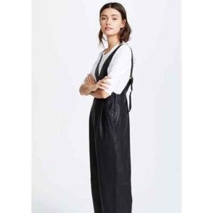 NWOT Free People Fiona Vegan Leather Overall Jumpsuit, Black, Small ($148)